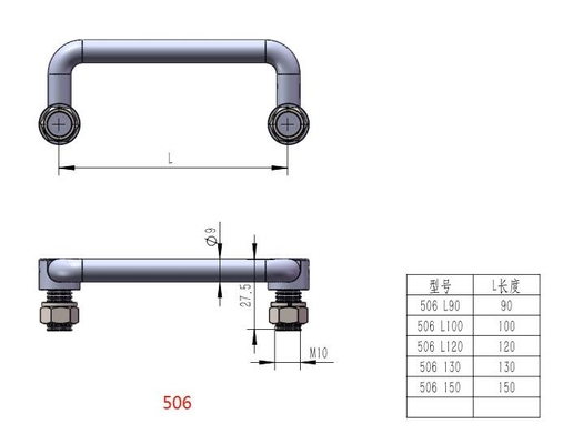 Manija de acero inoxidable plegable del tirón de L100 SS304 90 grados