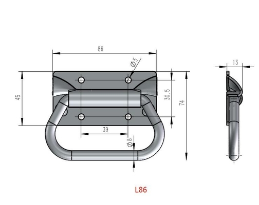 L86mm galvanizó las manijas plegables del tirón del pecho del acero de carbono de la máquina del gabinete